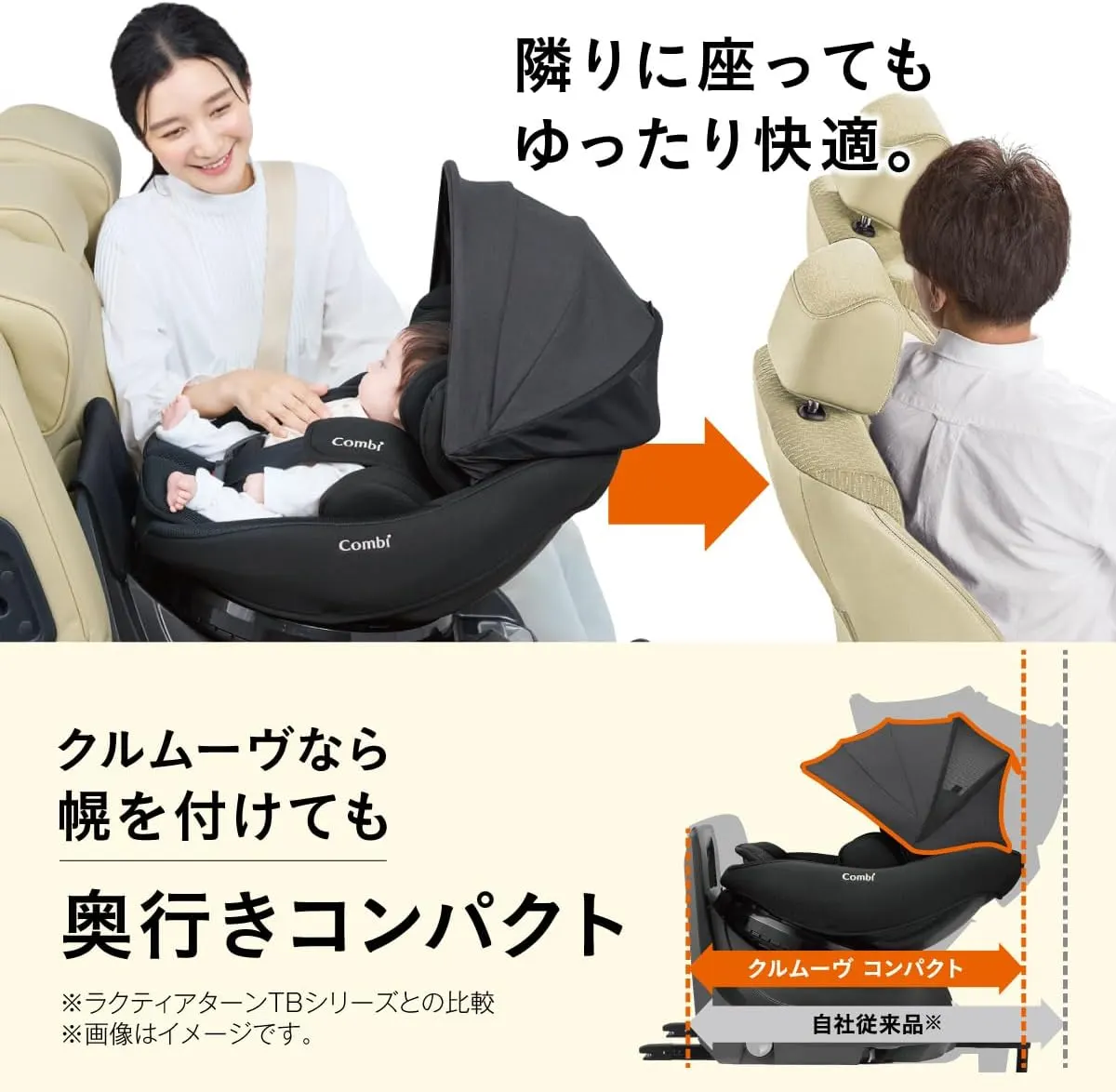 コンビ 回転式チャイルドシート クルムーヴ コンパクトR129 エッグショック JS ブラック ISOFIX固定 2